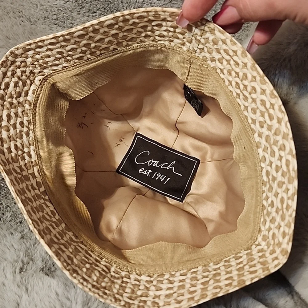 Coach Beige Patterned Women's Hat - Picture 6 of 8